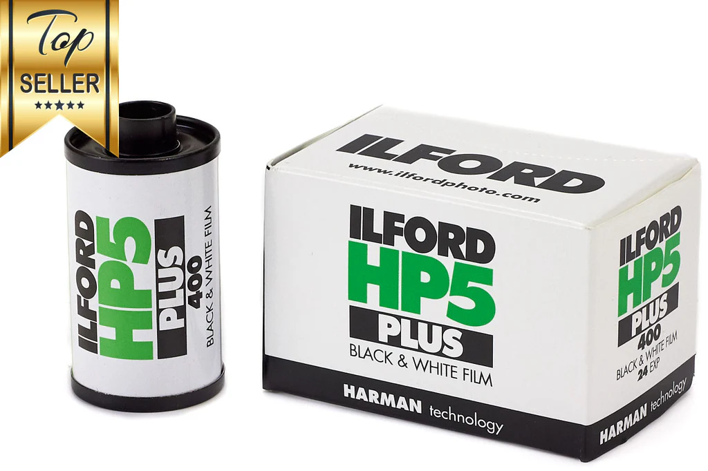 This image shows a roll of Ilford HP5 Plus film, but was placed here to show that Brantford Film Lab has the best selection of 35mm film in Ontario.